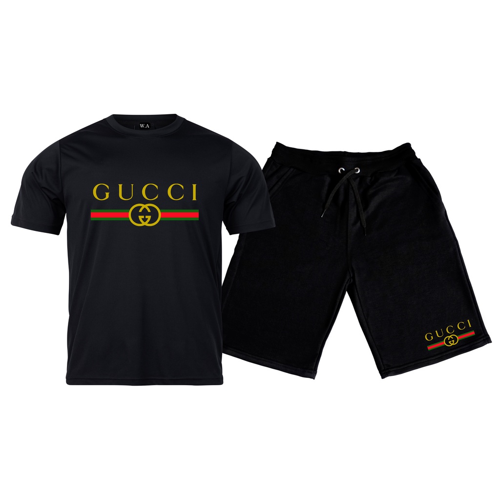 Conjunto Camiseta + Bermuda Gucci Quadrado Masculina Masculino