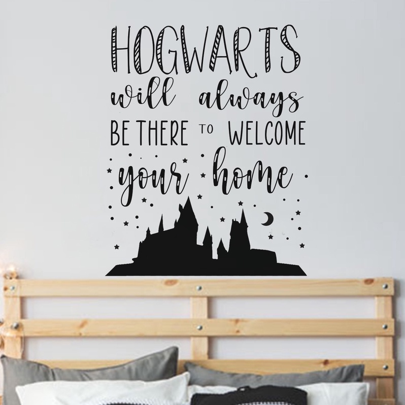 Adesivo de parede Harry Potter Hogwarts, lettering, frase