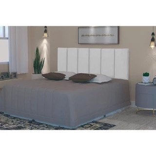 Cabeceira Painel Casal 1,40 Dobrável Cama Box Itália - Couro Branco