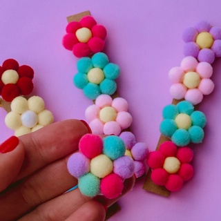 Laço Pet Flor Pompom Kits Banho E Tosa