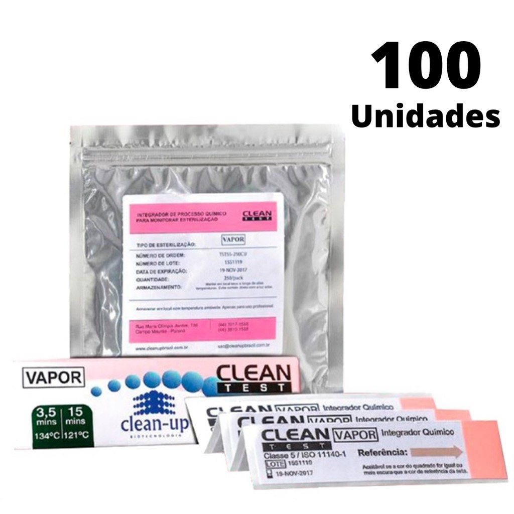 Integrador Químico Classe 5 Clean-test Em Tiras C/ 100 Unid
