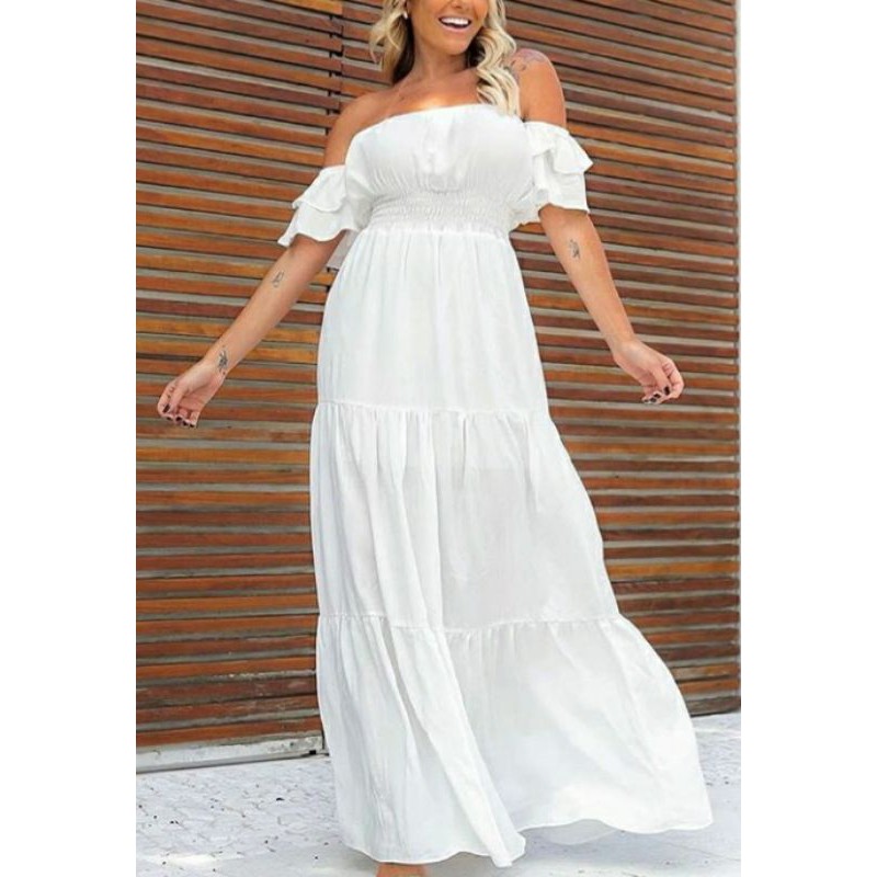 Vestido branco longo store soltinho