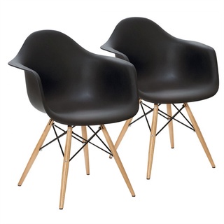 Kit 2 Cadeiras Charles Eames Eiffel Com Braço Preta Branca Bege Outras