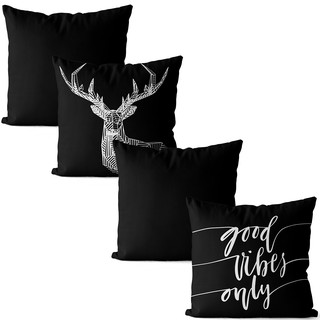 Kit 4 capas de almofadas good vibes