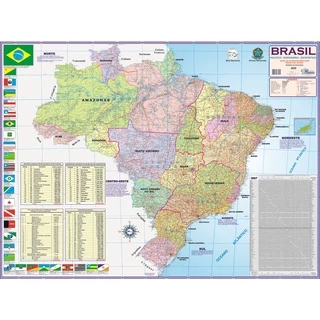 MAPA DO BRASIL - POLÍTICO E RODOVIÁRIO ATUALIZADO 2025 GIGANTE LARGURA 117 CM X ALTURA 89 CM