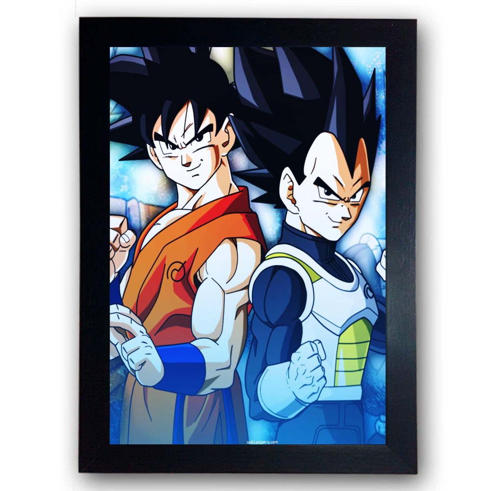 Quadro decorativo emoldurado Sombra Perfil Goku Dragon Ball para