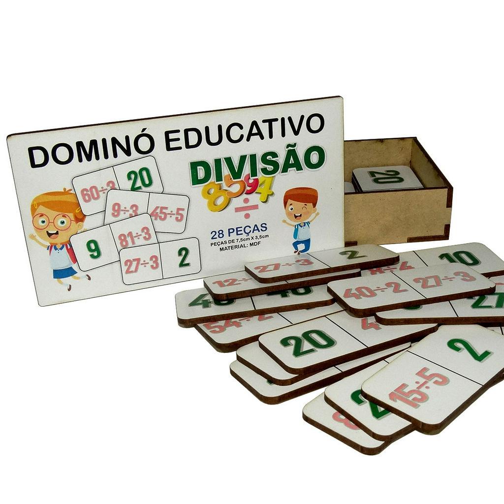 Dominó Jogo Educativo Pedagógico Matemático Adição 28pcs Mdf