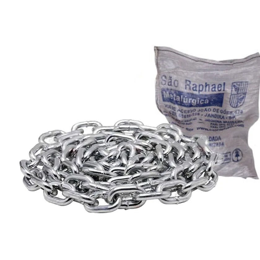 Corrente Soldada Zincada 6 mm Grossa Moto Portão Balanço com 5 Metros