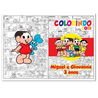 Kit Revista de Colorir + Giz de Cera Turma da Mônica