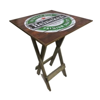 Mesa Dobrável Quadrada Decorativa Cervejas 80cm Altura