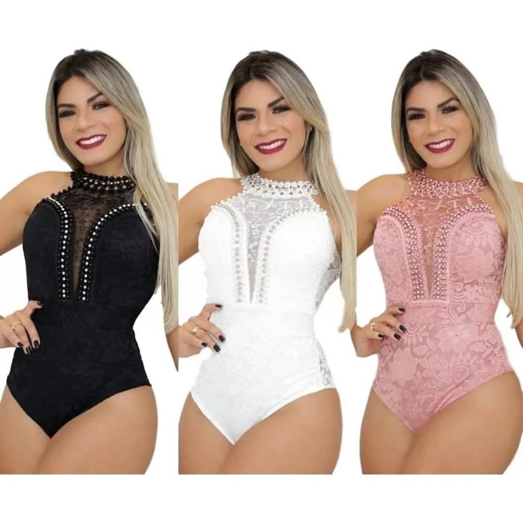 Body Feminino Renda Perola Lançamento