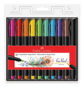 Caneta Brush Pen Faber Castell Com 10 Cores Original