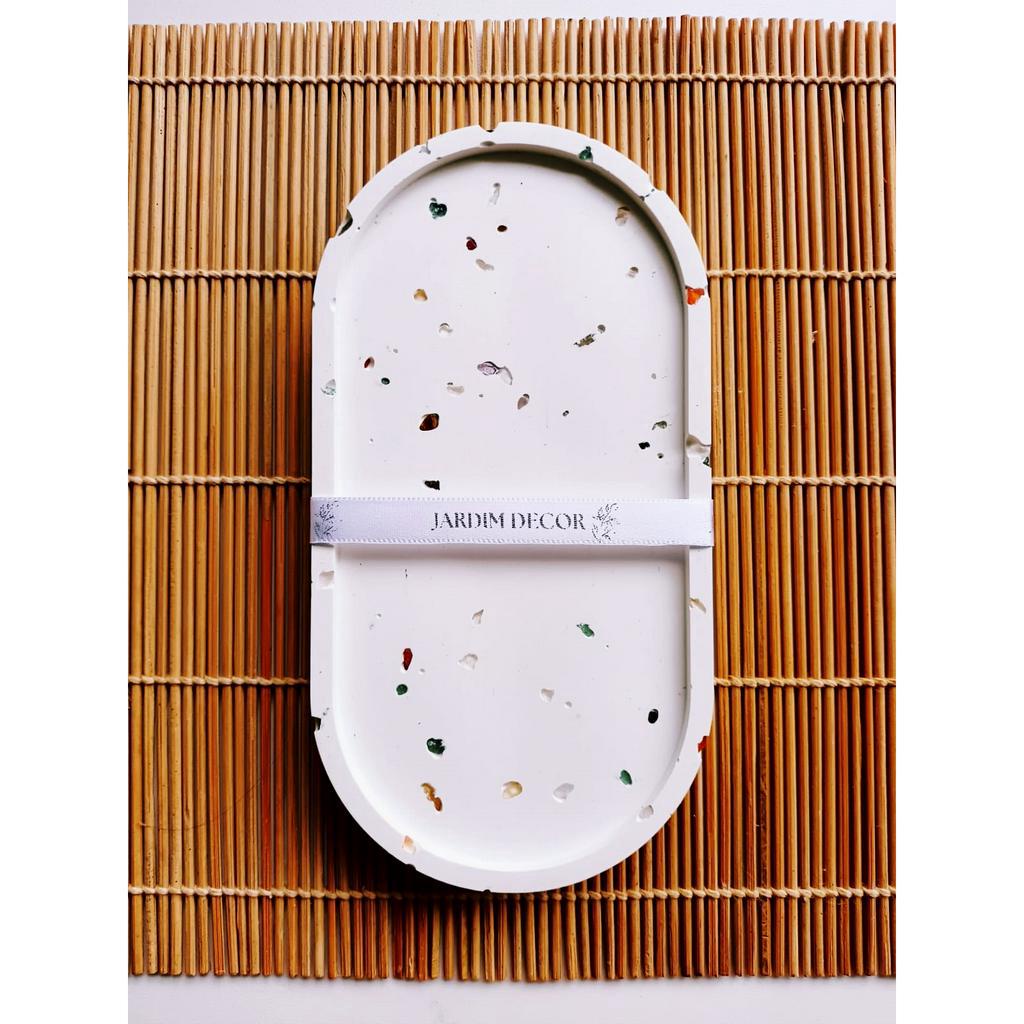 Bandeja Decorativa Com Cristais Oval | Porta Jóias | Porta Acessórios | Porta Velas