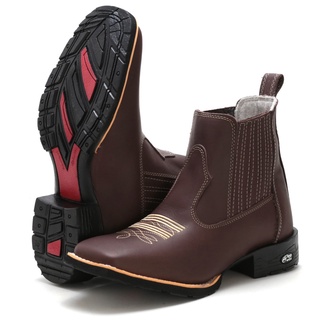 Botina Country Texana Cano Curto Bico Quadrado Botas Texana