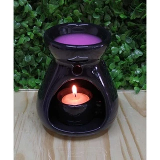 Difusor Aromatizador Rechaud À Vela - Cerâmica Preto Grande