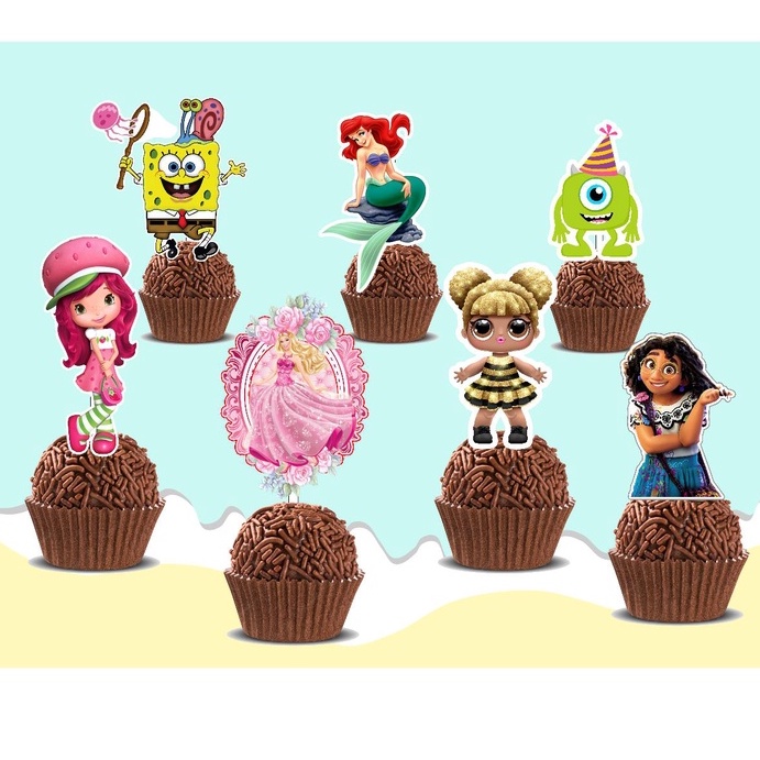 50 Tags/Toppers para doces de festa | Shopee Brasil