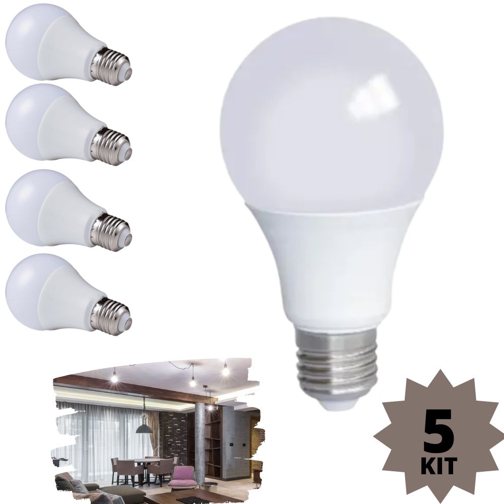 Kit 5 Lâmpada Led E27 15w Residencial Casa E Comercio - 809 | Shopee Brasil