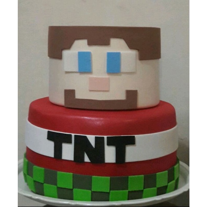 Bolo de Pasta de Chocolate: Bolo Minecraft redondo de Pasta de