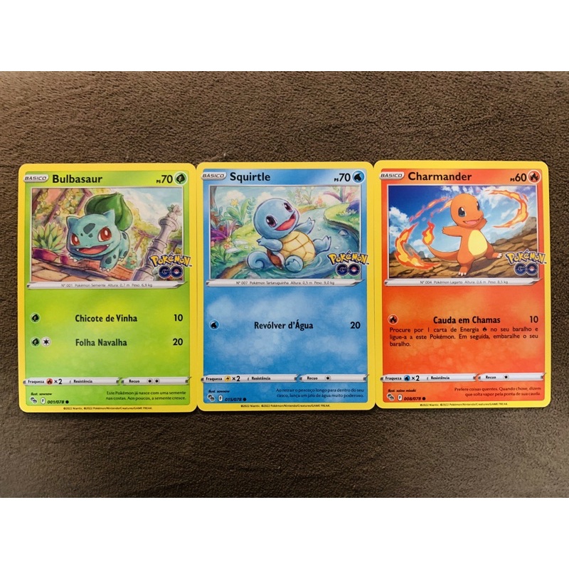 Cartas Pokemon Bulbasaur Squirtle Charmander | Shopee Brasil