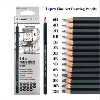 14 Lápis PCS/LOT Conjunto De 6H-12B Desenho Profissional De Chumbo De Madeira Para Escrita De Revistas De Papelaria Escolar