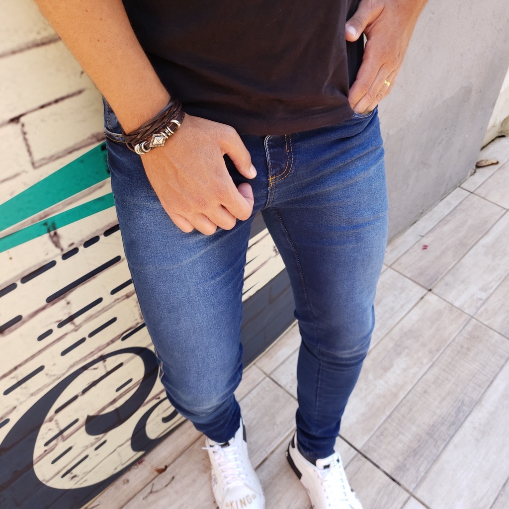 Cal A Masculina Jeans Rasgada Skinny Com Elastano Se Ajusta Ao Corpo Linha Premium Escorrega O