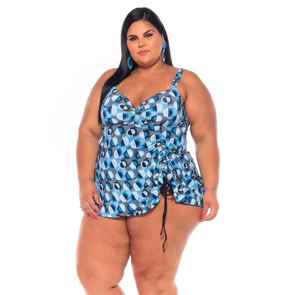 Maio plus size store com saia embutida