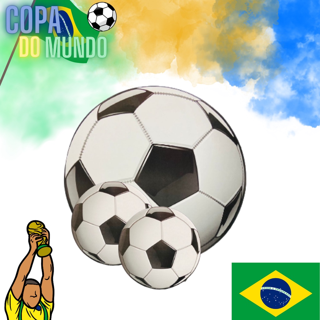 05 Pc Bola Futebol Decoração Parede Mural Copa Brasil Festa