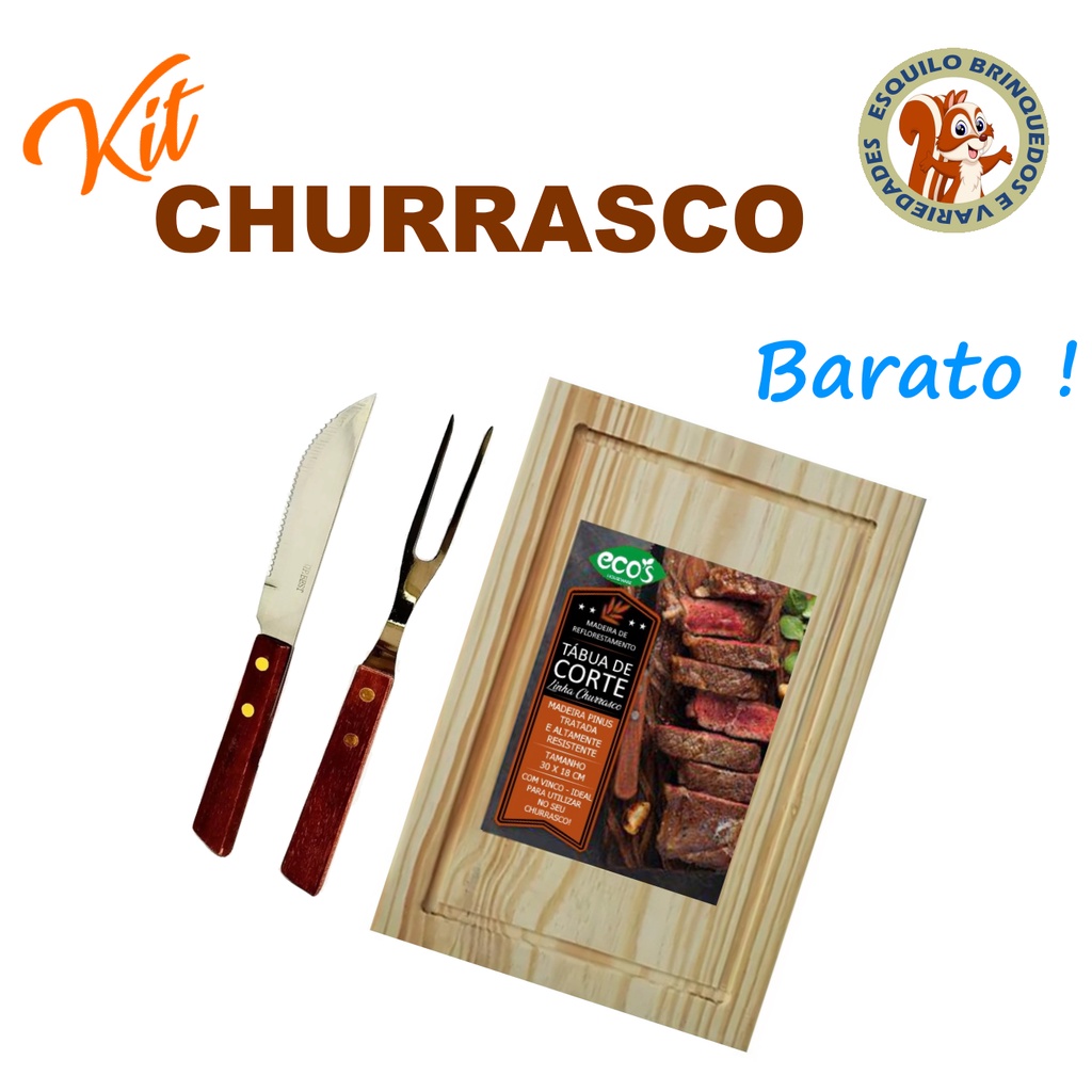 Kit Churrasco RAM - Garfo e Faca - Aço Inox Acabamento Black