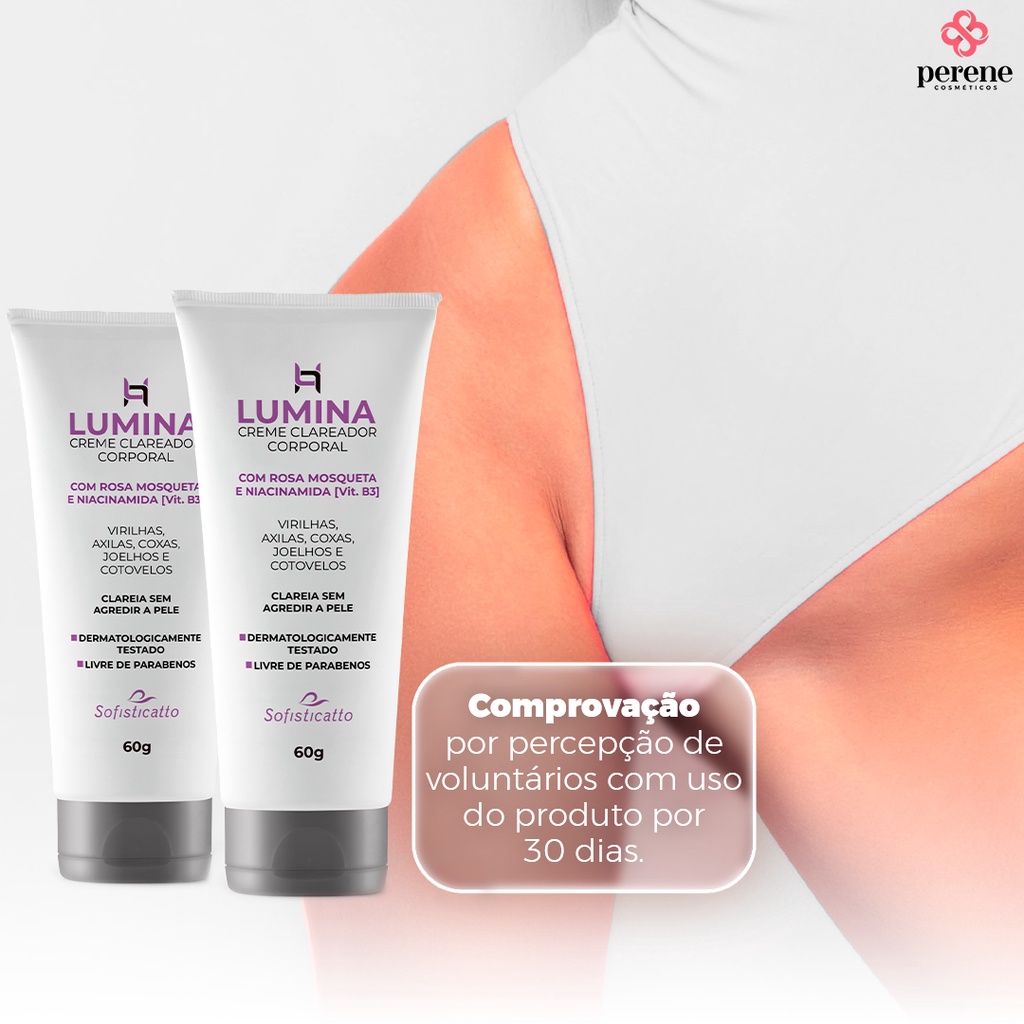 Kit C/ 2 Lumina Creme Clareador Corporal / Virilhas / Axilas / Coxas /  Joelhos / Cotovelos 60g Sofisticatto