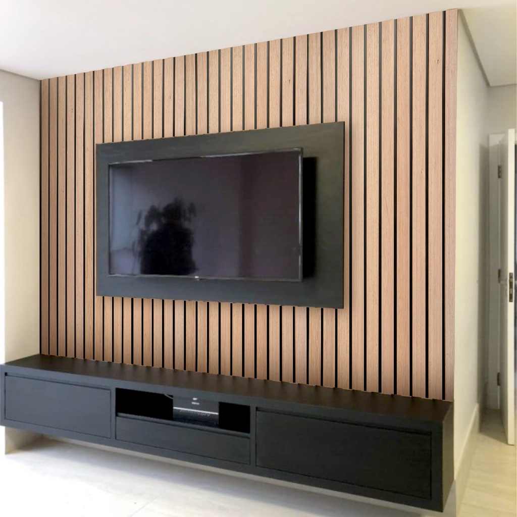 Papel de Parede Madeira Ripada Decoração de Quarto Sala de Tv e Escritório m²