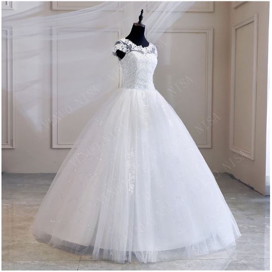 Vestido de Noiva Perfeito, Renda, Pérolas, Manga curta, Cinto com d…   Vestidos de noiva estilo princesa, Vestidos de noiva princesa, Vestidos de casamento  princesa