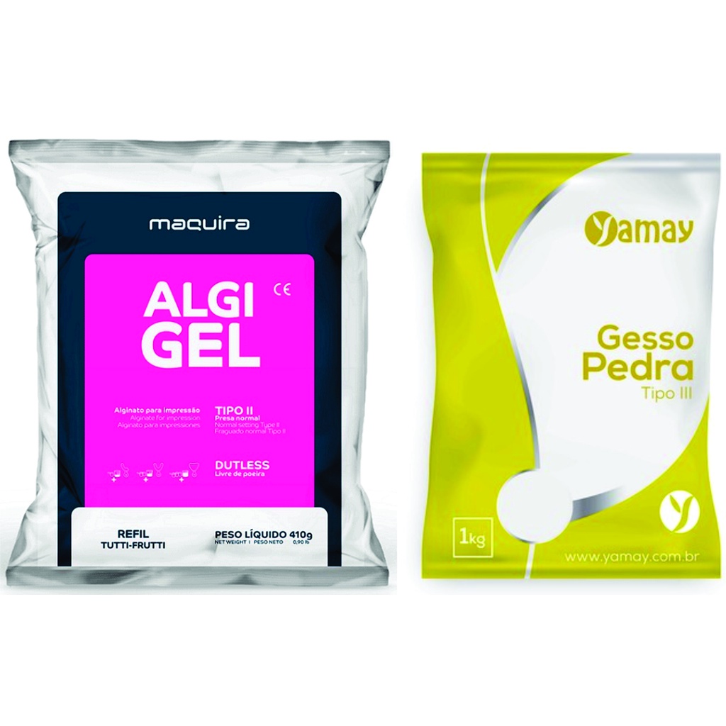 Alginato Algi-gel 410 G Para Moldes Em Geral + Gesso Branco