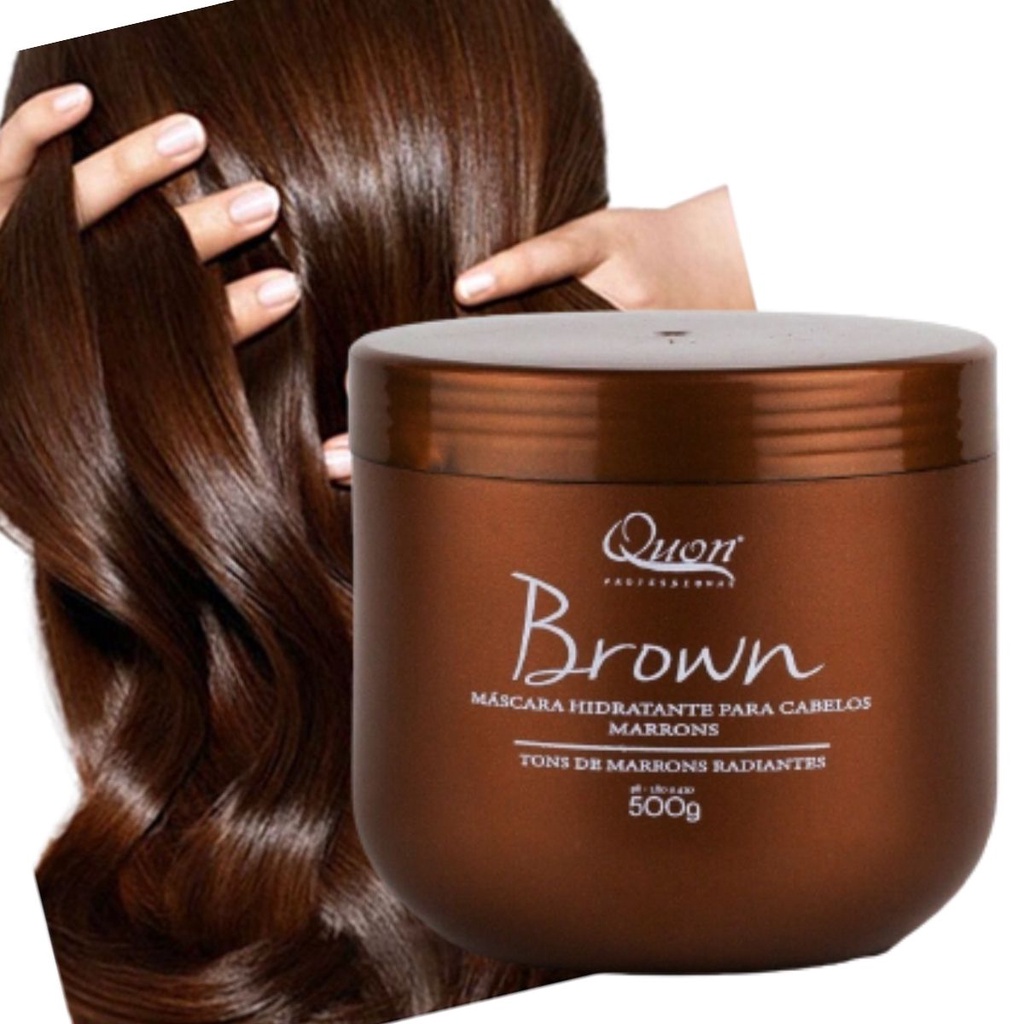 Máscara Matizador Brown Cabelos Castanhos 500g Marrom Quon | Shopee Brasil