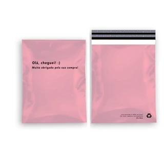 Kit 100 Envelope Segurança Rosa Bebê 40x50cm Lacre Embalagem Envio Correios Resistente Brilhante