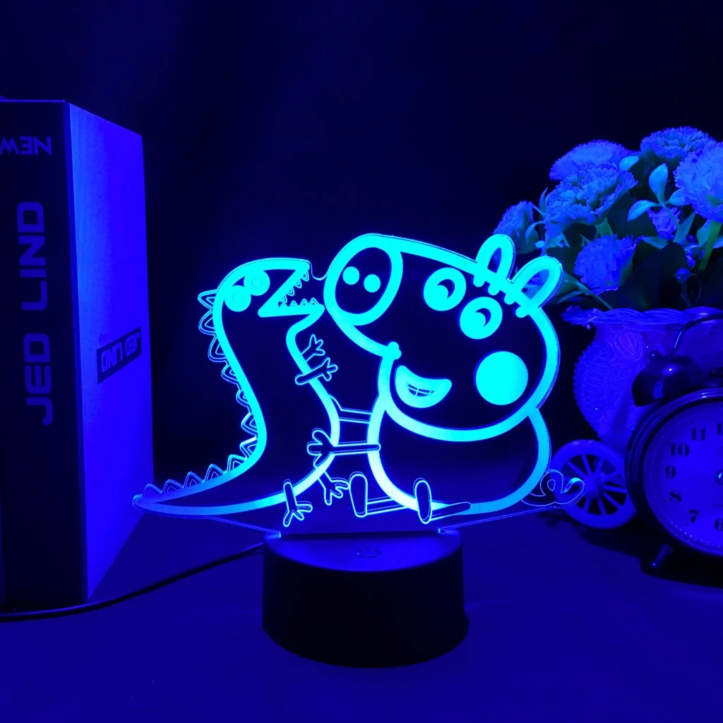Anime 3d Luz Noturna Peppa Porco George Festa De Aniversário Decoração Tema Bebê Mesa Abajurdo Desenho Animado Brinquedo