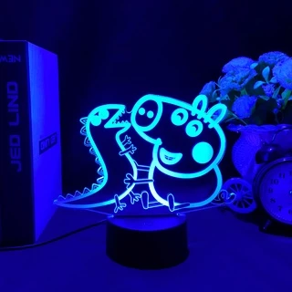 Anime 3d Luz Noturna Peppa Porco George Festa De Aniversário Decoração Tema Bebê Mesa Abajurdo Desenho Animado Brinquedo