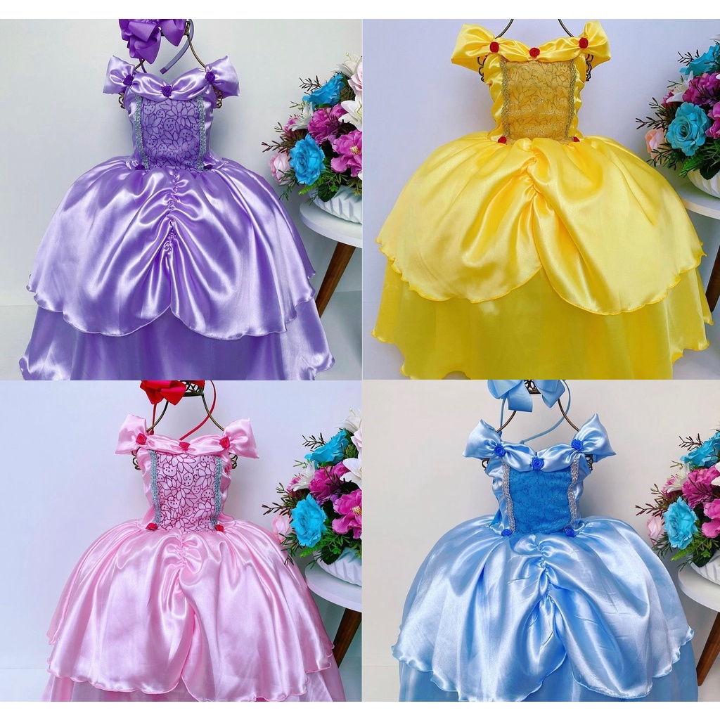 Princesa Cosplay Veste Festa Presente Cinderela Aurora Malha Bola Vestido  Fantasia de Aniversário Gg
