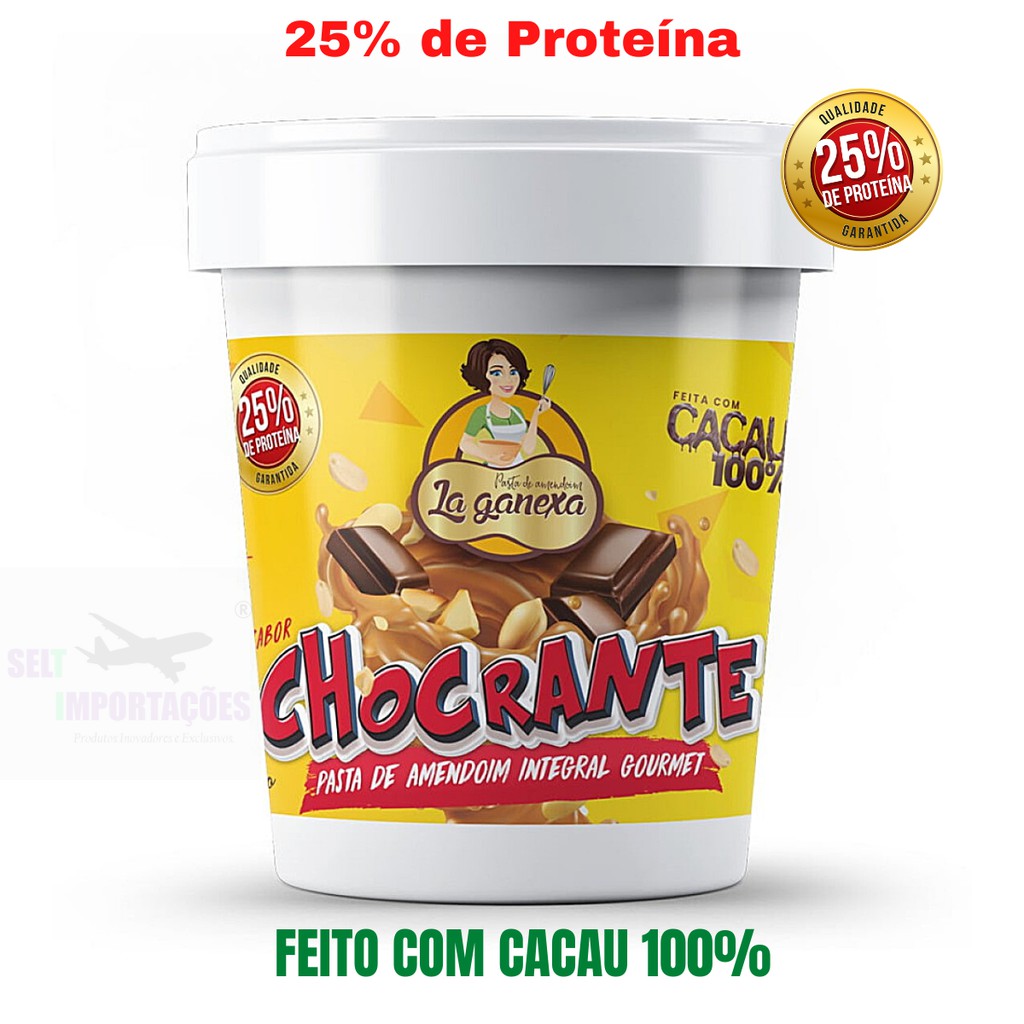 Pasta De Amendoim La Ganexa Integral Chocrante 25% Proteína Sem Açucar 1KG
