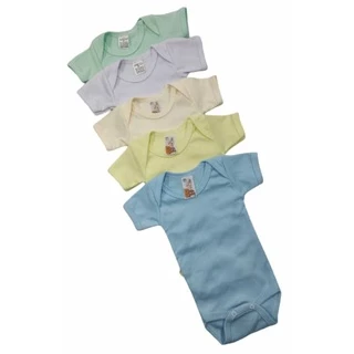 KIT COM 5 - Body Bebê Manga Curta Malha Canelada Menino Menina Neutro Várias Cores- Fabricação Própria