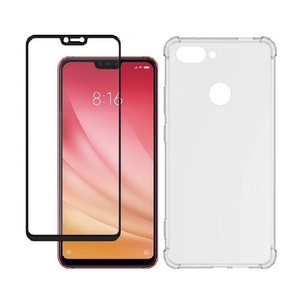 Capa Anti Impacto Mi 8 Lite + Película Frontal Xiaomi Mi 8 Lite 3D Full Cover Cobre Tela Toda