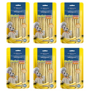 Ossinho para Cachorro Petisco Palito Fino Banana Deliciosso Frutas 90g Combo 6 unidades