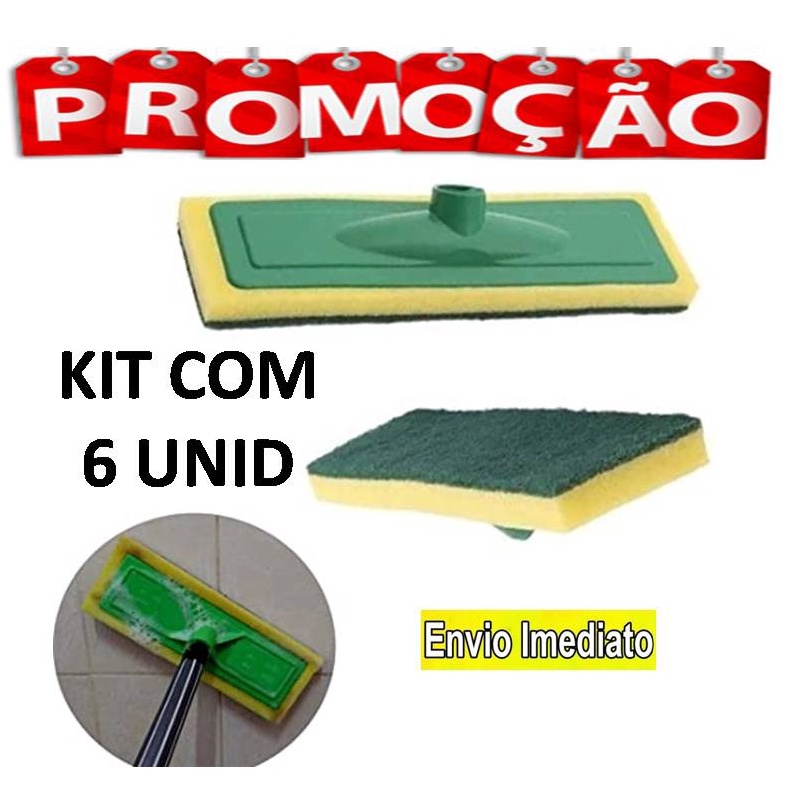 Kit Com Rodo Abrasivo Esponja Lava Piso E Azulejo Sem Cabo Shopee