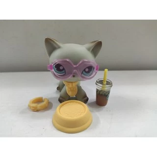 Littlest pet Shop 1pcs/lot toy Dog & CAT Com Acessórios # 004 LPS Figura De Ação Brinquedo Infantil