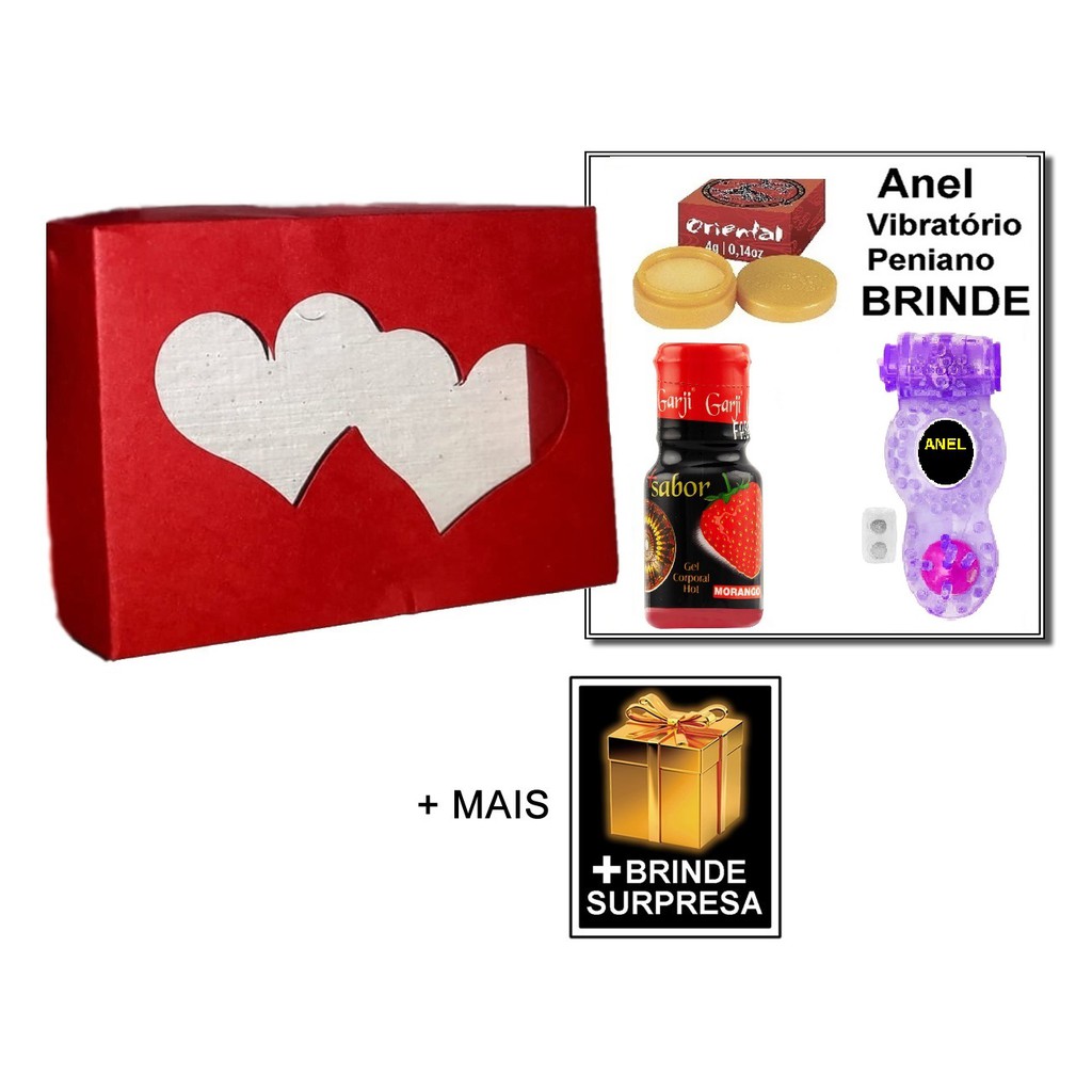 Kit Retardante, Lubrificante Comestivel Morango Hot, 4 Brindes (1 Anel