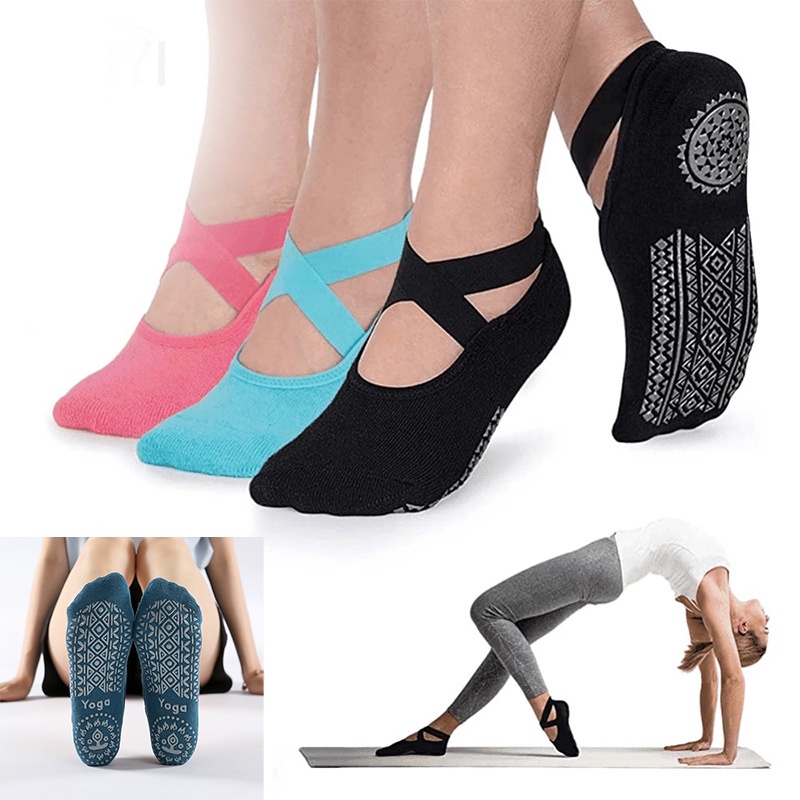 Meias De Yoga Femininas Antiderrapantes De Algodão Para Pilates ...