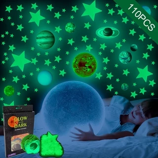 Estrelas Luminosas Planeta Lunar Terra Autocolantes De PVC Parede Set/Glow In The Dark DIY Kids Decoração De Teto De Quarto De Menino Casa