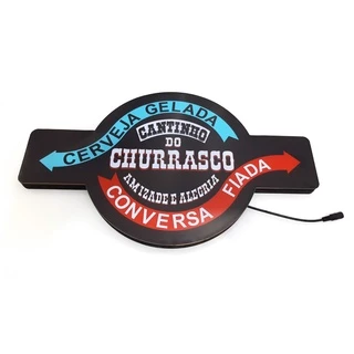 Placa Decorativa Com Led Cantinho Do Churrasco c/acrílico