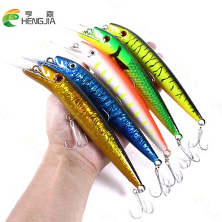[HENGJIA 1pc Big Minnow Fishing Lure Lingua Metálica Longa 3d Olhos Topwater Hard Bait 19,7cm/45g Pesca No Mar