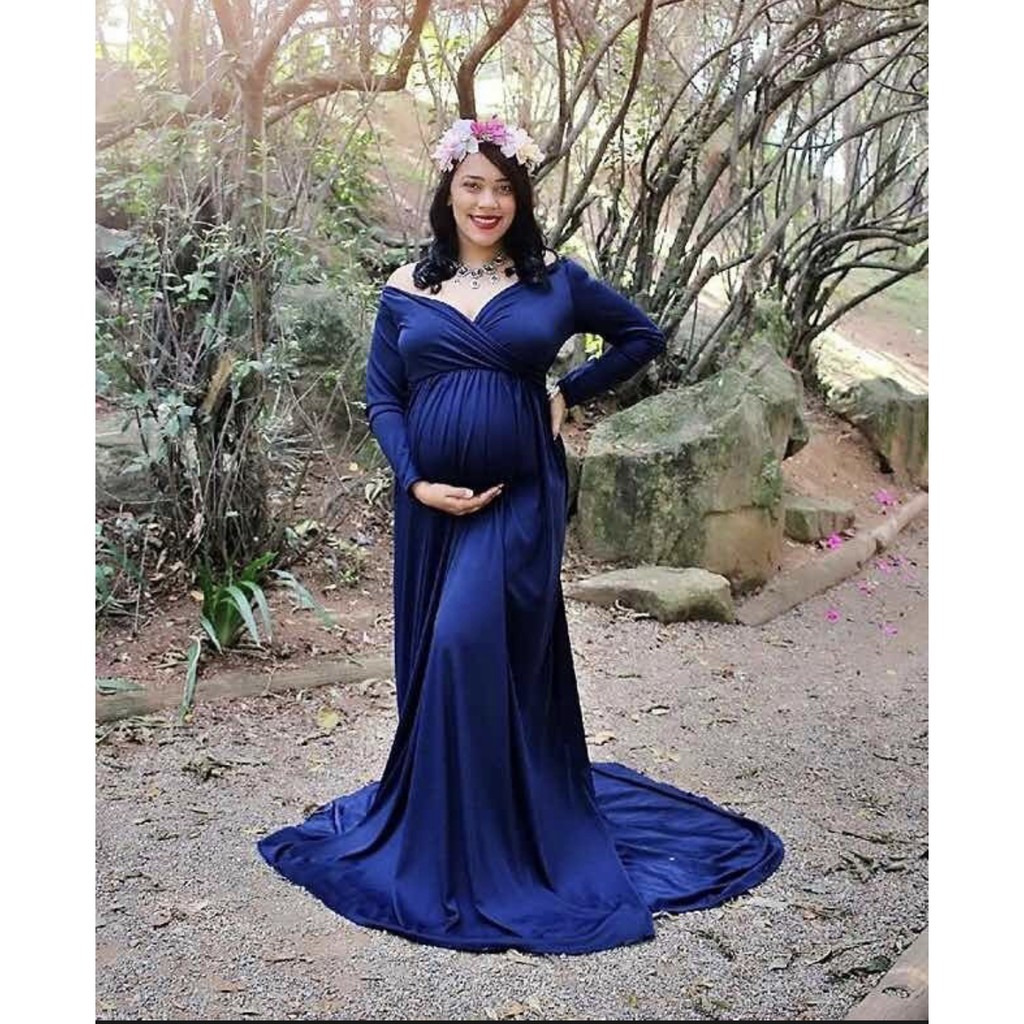 Nova moda das mulheres grávidas vestidos de maternidade o pescoço