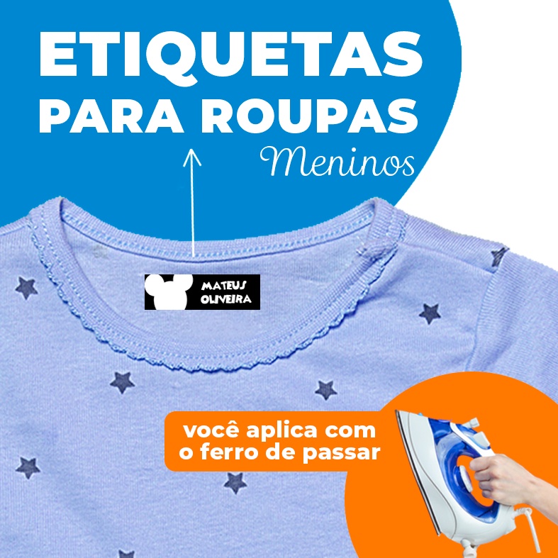 Etiquetas Termocolantes DTF para roupas - Personalizadas com Nome ...